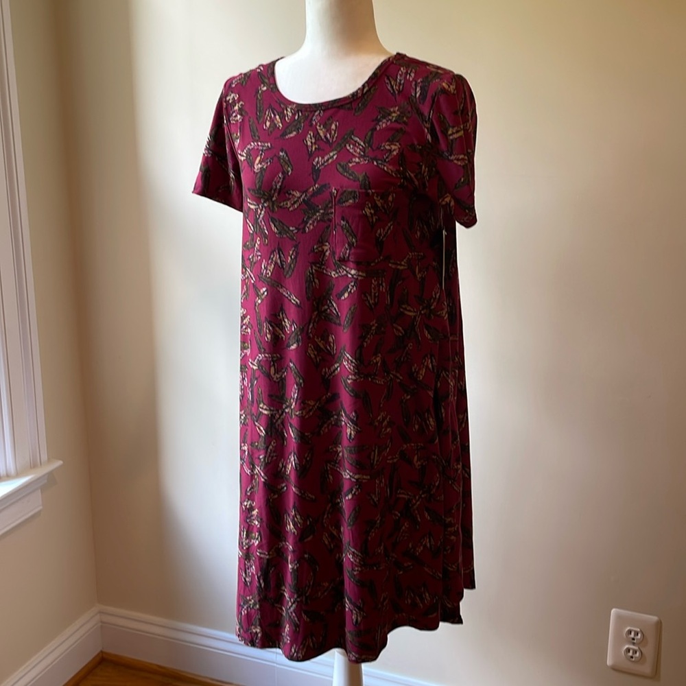 LuLaRoe Carly NWT. Feathers. Pocket. Size Small SM S